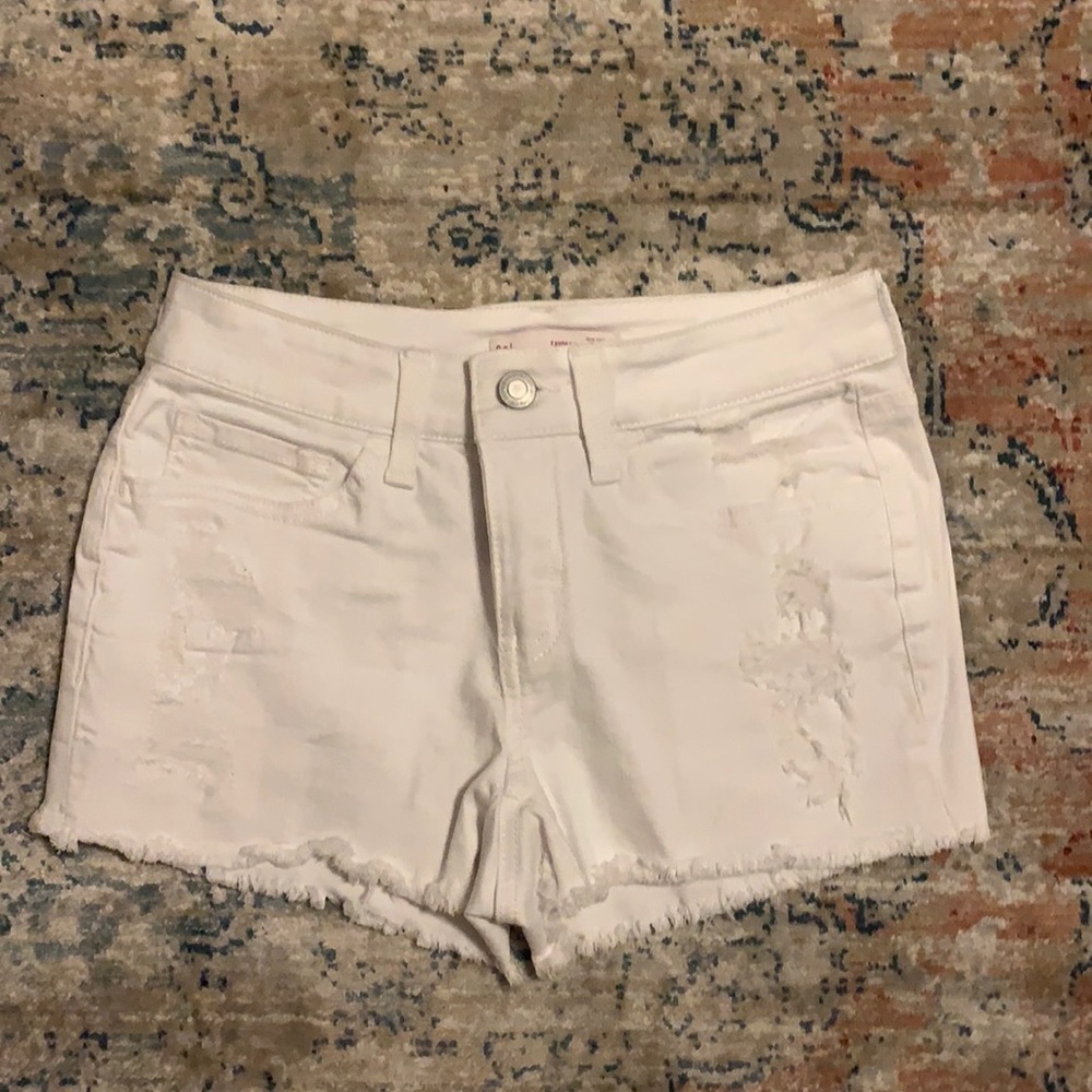 White jean shorts